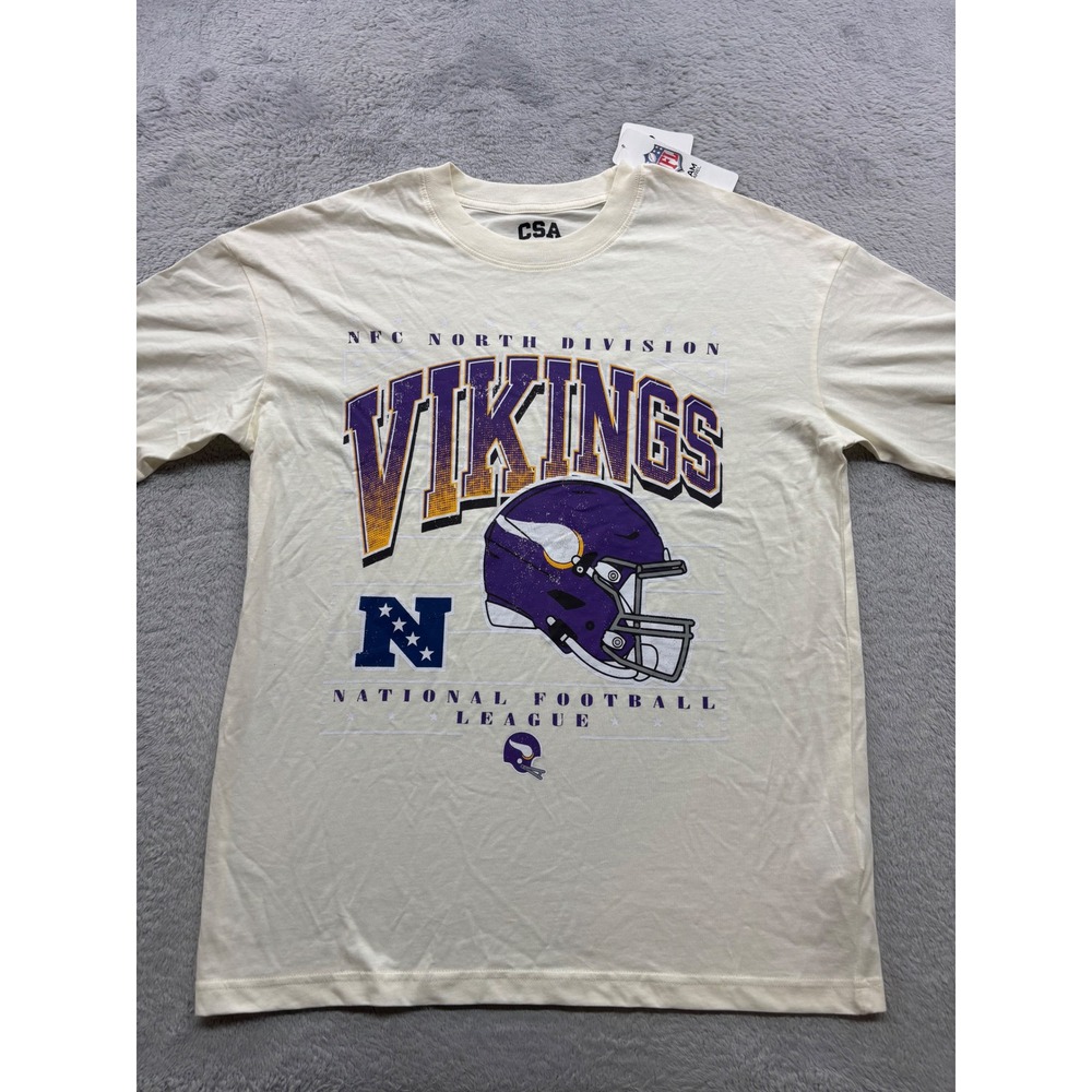 NFL Minnesota Vikings Mens Cream Graphic T-Shirt NFC North Division Small NWT